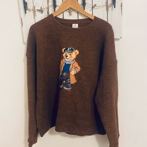 Teddy bear with hat brown sweater women’s size xxl